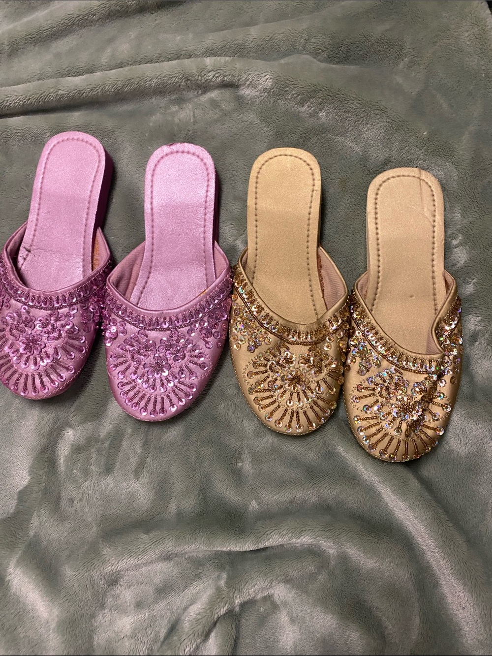 Pink and Gold Embellished Women’s Slide Sandals